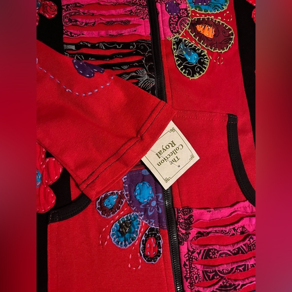 The Collection Royal Colorful Cut Jacket with Appliqué and Front Pockets NWT - Picture 5 of 9